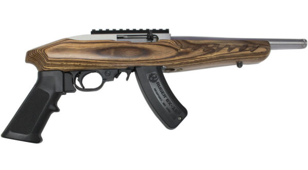 Ruger Stainless 22 Charger 22 LR Rimfire Pistol with Brown Laminate Stock