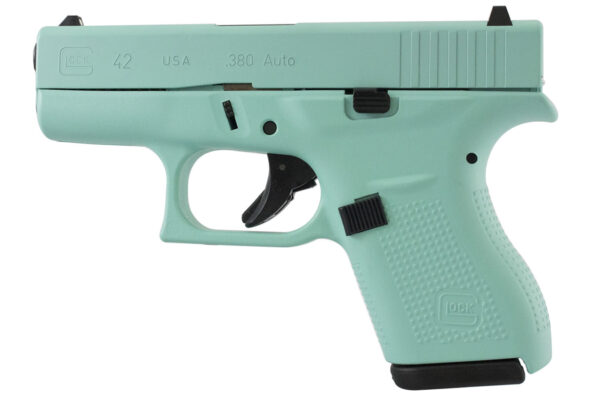 Glock 42 .380 Auto Eggshell Blue Cerakote Single Stack Pistol