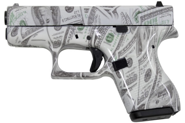 Glock 42 380 ACP Carry Conceal Pistol with Glow-in-the-Dark Hundred Dollar ($100) Bill