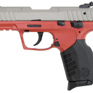 Ruger SR22 22LR Rimfire Pistol with Red Frame and Cerakote Gunmetal Gray Slide
