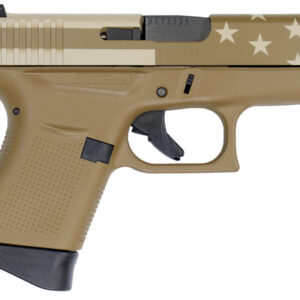Glock 43 9mm Flat Dark Earth (FDE) Single Stack Pistol with American Flag Slide