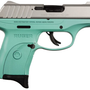 Ruger EC9s 9mm Striker-Fired Pistol with Turquoise Grip Frame and Satin Aluminum Cerak