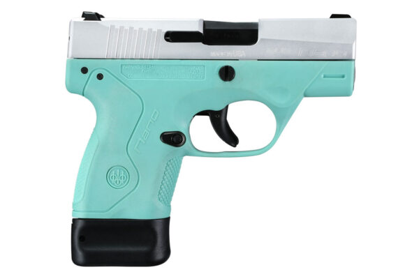 Beretta BU9 Nano 9mm Pistol with Robins Egg Blue Frame and Stainless Slide