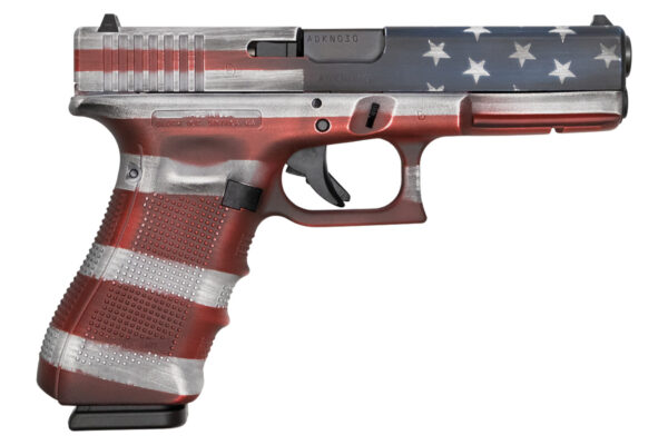 Glock 17 Gen4 9mm 17-Round Pistol with American Flag Battleworn Cerakote Finish (Made