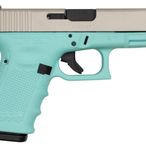 Glock 19 Gen4 9mm 15-Round Pistol with Robins Egg Blue Frame and Silver Slide Cerakote
