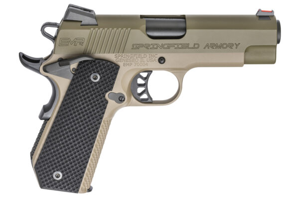 Springfield 1911 EMP 4.0 9mm Concealed Carry Contour Pistol with Desert FDE Frame / OD Green Slide