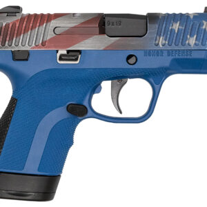 Honor Defense Honor Guard 9mm Sub-Compact Pistol with Blue Frame and USA Cerakote Slide
