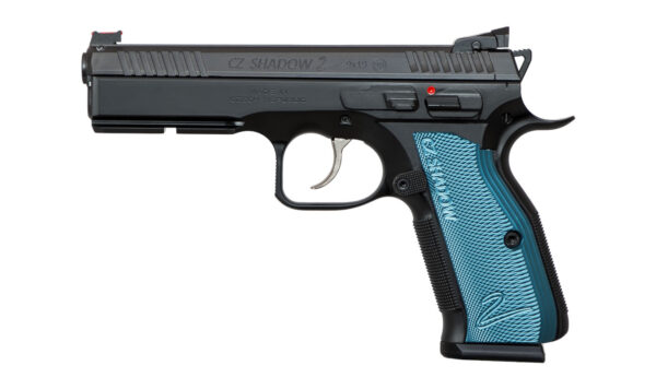 CZ Shadow 2 9mm Black Pistol with Blue Aluminum Grips