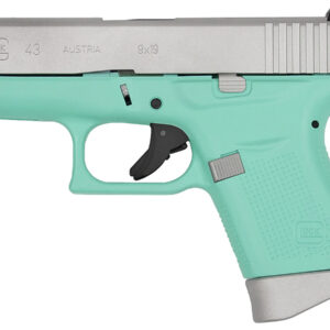 Glock 43 9mm Robins Egg Blue Cerakote Single Stack Pistol