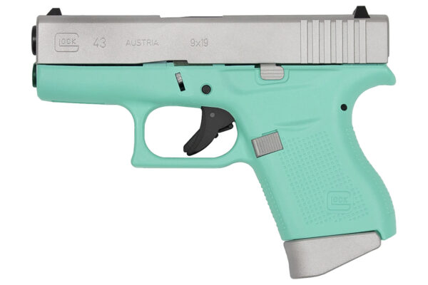 Glock 43 9mm Robins Egg Blue Cerakote Single Stack Pistol