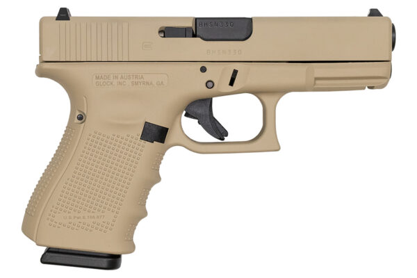 Glock 19 Gen4 9mm 15-Round Pistol with Desert Tan Cerakote Finish