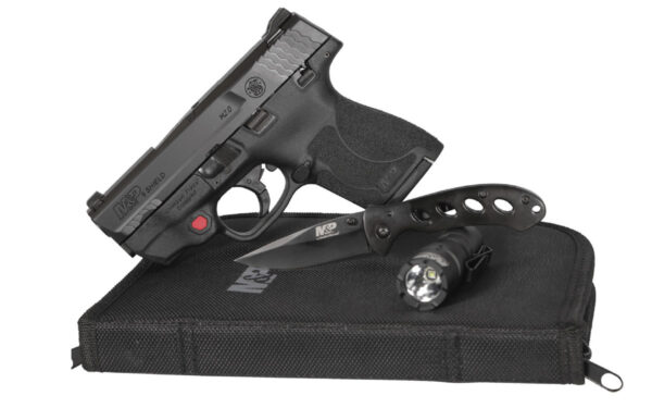Smith & Wesson M&P9 Shield M2.0 9mm Everyday Carry Kit w/ Crimson Trace Laser, Flashlight, Knife