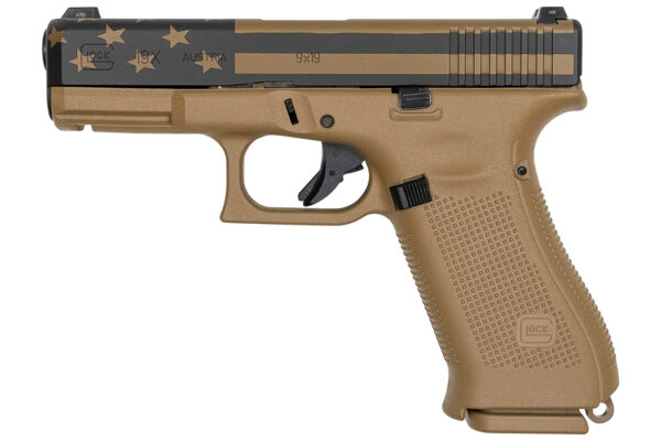 Glock 19x 9mm Full-Size FDE 17-Round Pistol with USA Flag Cerakote Slide