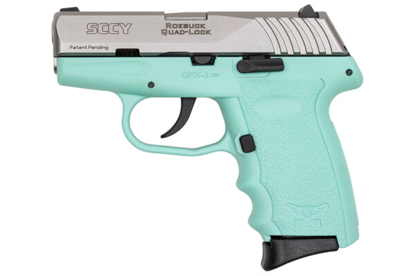 SCCY CPX-3 380 ACP Pistol with Aqua Frame and Satin Stainless Slide