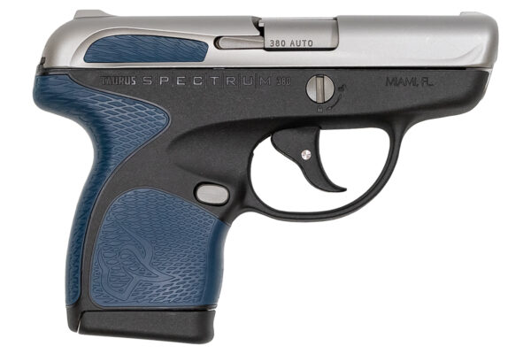 Taurus Spectrum .380 Auto Black/Stainless Pistol with Blue Grips