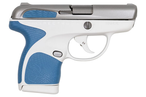 Taurus Spectrum .380 Auto White/Stainless Pistol with Blue Grips