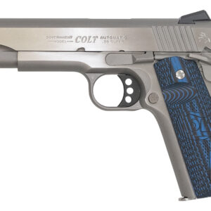 Colt 1911 Competition Stainless 38 Super Semi-Auto Pistol with Black/Blue G10 Grips