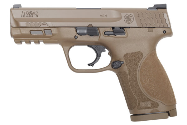 Smith & Wesson M&P9 M2.0 Compact Flat Dark Earth Pistol with 4-inch Barrel and No Thumb Safety