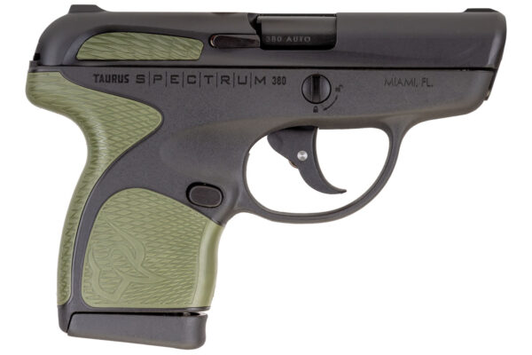 Taurus Spectrum .380 Auto Black Pistol with Army Green Grips