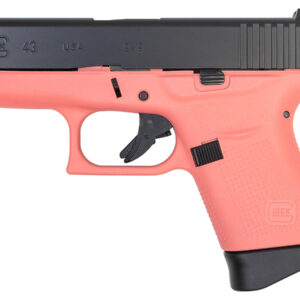 Glock 43 9mm Single Stack Pistol with Coral Cerakote Frame and Elite Black Cerakote Slide (Made in the USA)