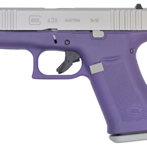 Glock 43X 9mm 10-Round Pistol with Purple Frame and Silver PVD Slide