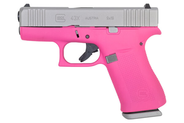 Glock 43X 9mm 10-Round Pistol with Prison Pink Frame and Silver PVD Slide
