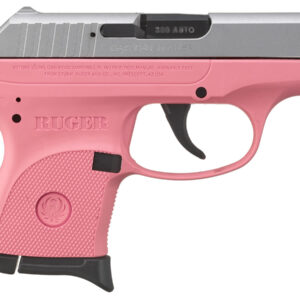 Ruger LCP 380 ACP Pistol with Pink Grip Frame and Satin Aluminum Cerakote Slide
