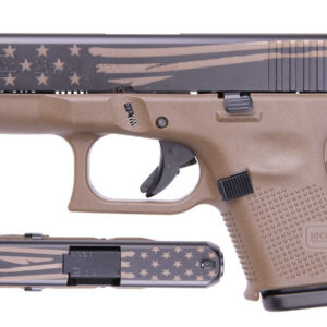 Glock 26 Gen5 9mm Carry Conceal Pistol with FDE Frame and Laser Engraved Distressed Flag