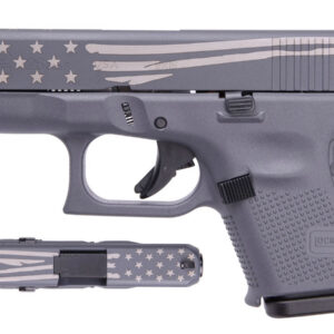 Glock 26 Gen5 9mm Carry Conceal Pistol with Gray Finish and Laser Engraved Distressed Flag