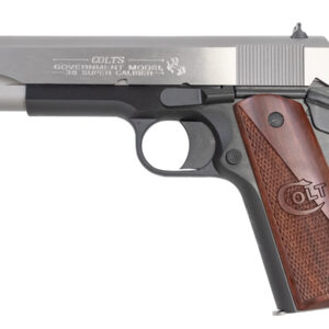 Colt M1911A1 38 Super Full Size Bi-Tone Pistol with Rosewood Grips