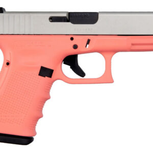Glock 19 Gen4 9mm Pistol with Cerakote Coral Frame and Shimmering Aluminum Slide