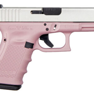 Glock 19 Gen4 9mm Pistol with Cerakote Pink Frame and Shimmering Aluminum Slide