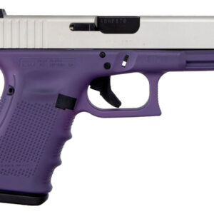 Glock G19 Gen4 9mm Pistol with Cerakote Purple Frame and Shimmering Aluminum Slide