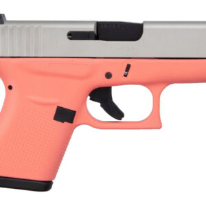 Glock 43 9mm Carry Conceal Pistol with Cerakote Coral Grip Frame
