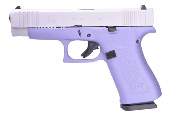 Glock 48 9mm Pistol with Lavender Cerakote Frame and Silver Slide