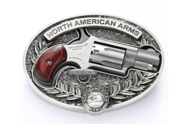 North American Arms 22 LR Mini Revolver with Rosewood Grips and Custom Carry Belt Buckle