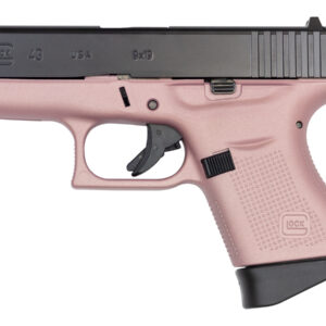 Glock 43 9mm Single Stack Pistol with Cerakote Pink Frame and Black Slide