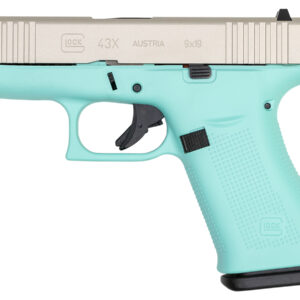 Glock 43X 9mm 10-Round Pistol with Robins Egg Blue Cerakote Frame and Silver Slide