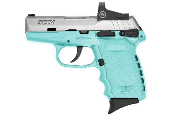 SCCY CPX-1 9mm Pistol with Blue Frame/Stainless Slide and Crimson Trace Red Dot