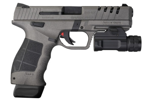 Sar Usa SAR9X 9mm Pistol with Cerakote Platinum Finish and Tactical Rail Light