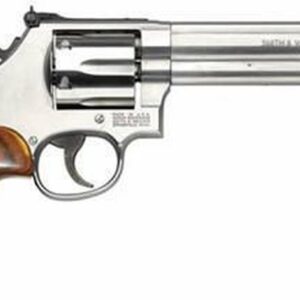 Smith & Wesson 686 Plus Deluxe, 357 Mag/38 Spec, 6" Barrel, Stainless Finish, Wood Grips, 7Rd, Adjustable Sights