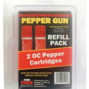 Mace Pepper Gun Refill Cartridges, OC, 2 Pack