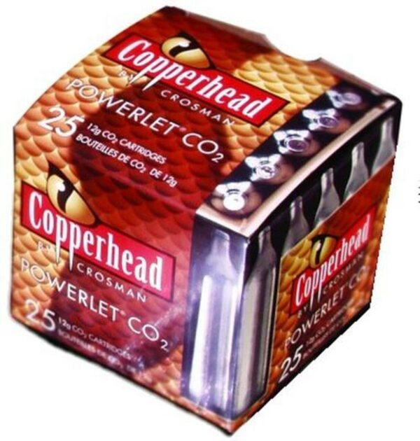 Crosman Powerlet CO2 Cartridges, 12 Grams, Stainless, 25/Pack