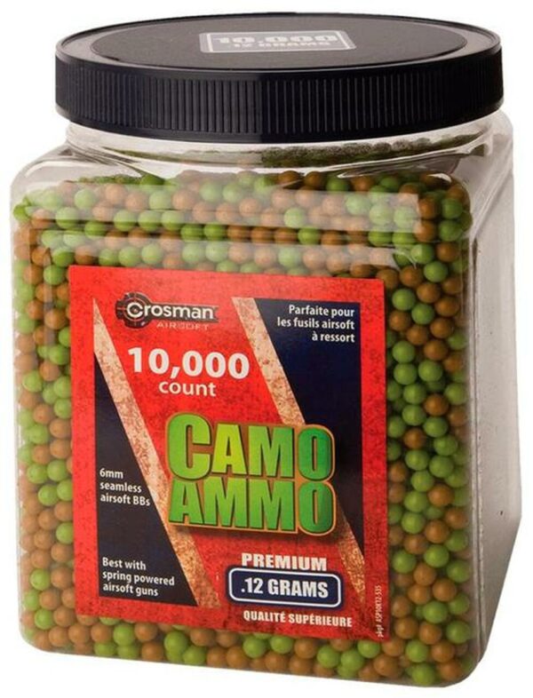 Crosman Camo Ammo BBs .12gr, 6mm Plastic Airsoft 10000ct