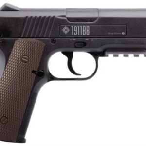 Crosman Air Guns 1911BB CO2 Powered Semi-Auto Pistol 4.5mm/BB Caliber Fixed Front Sight Fixed Notch Rear Sight Black Frame with Brown Grips