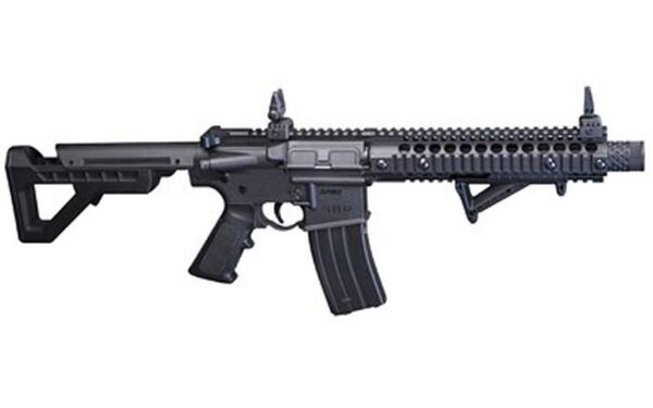 Crosman DPMS SBR 4.5mm BB, Semi/Full Auto, Flip Up Sights, Angled Foregrip, Dropout Mag, Black, 25rd