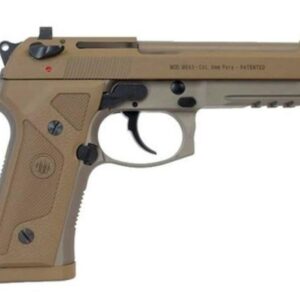 Beretta M9A3 9mm, 5.2" Threaded Barrel, Alloy Frame, Flat Dark Earth, Tritium Night Sights, Ambidextrous Safety, 3 Magazines, 17 Rounds
