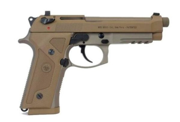 Beretta M9A3 9mm, 5.2" Threaded Barrel, Alloy Frame, Flat Dark Earth, Tritium Night Sights, Ambidextrous Safety, 3 Magazines, 17 Rounds