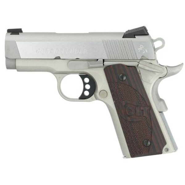 Colt Defender 45 ACP SS, 3" Barrel, Black Cherry G10 Grips, Stainless, 7rd