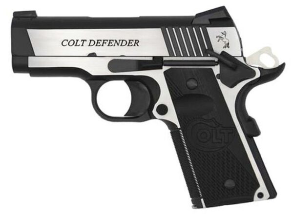 Colt Combat Elite Defender 1911, Compact, 9MM, 3" Barrel, SS Two-Tone Finish, G10 Grips, 8rd Mag, Novak Night Sights